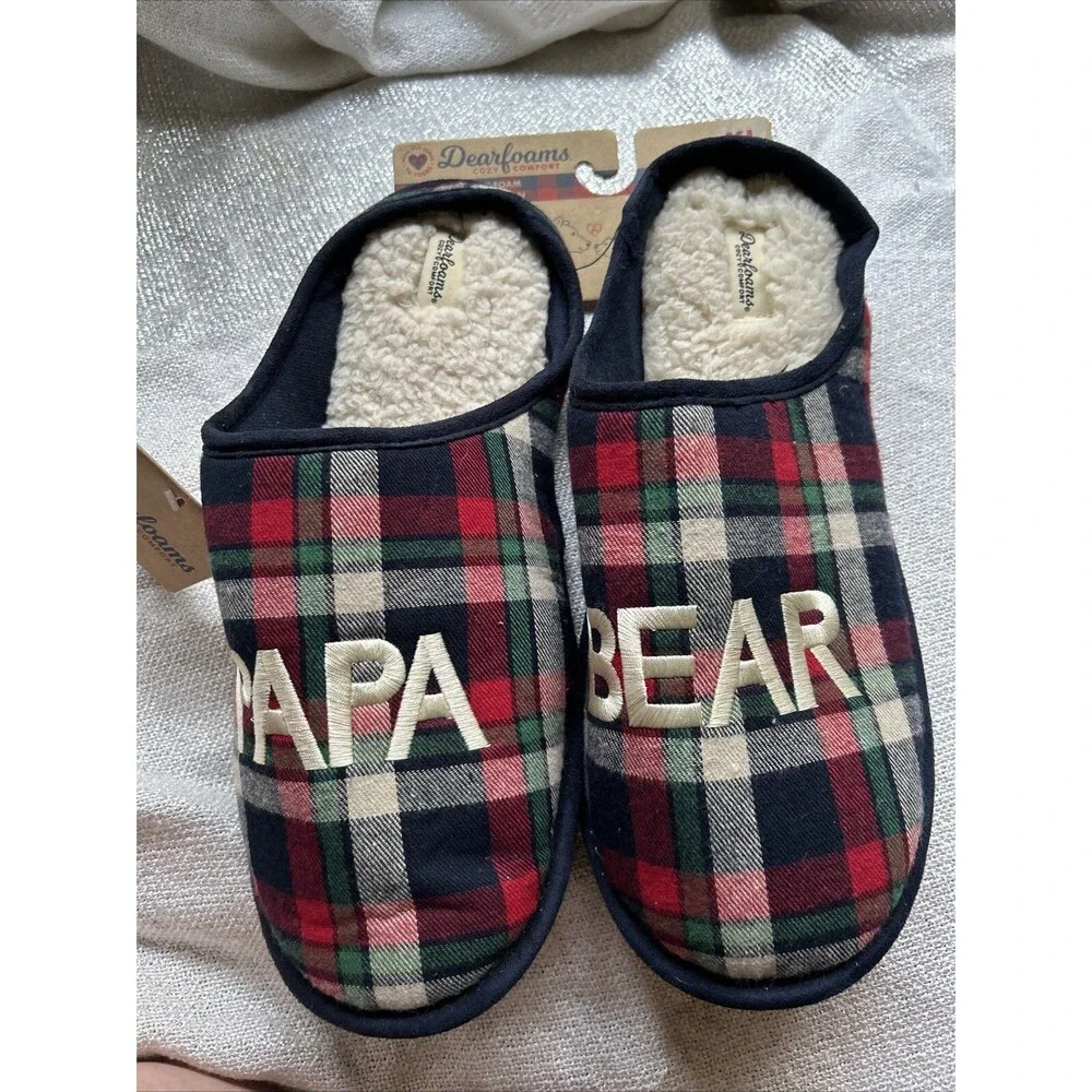 Dearfoams Papa Bear, Plaid slippers. Size XL(13/14). In new condition! With Tags